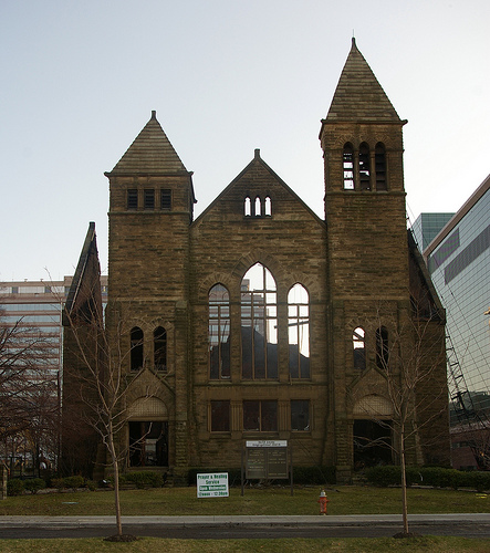 The Euclid Ave. Congregational Church after the fire.
