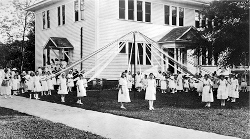 Students at the Cathedral School for Girls near Lake Eola are dressed in white and ready for a traditional maypole ceremony on May 1, 1920.